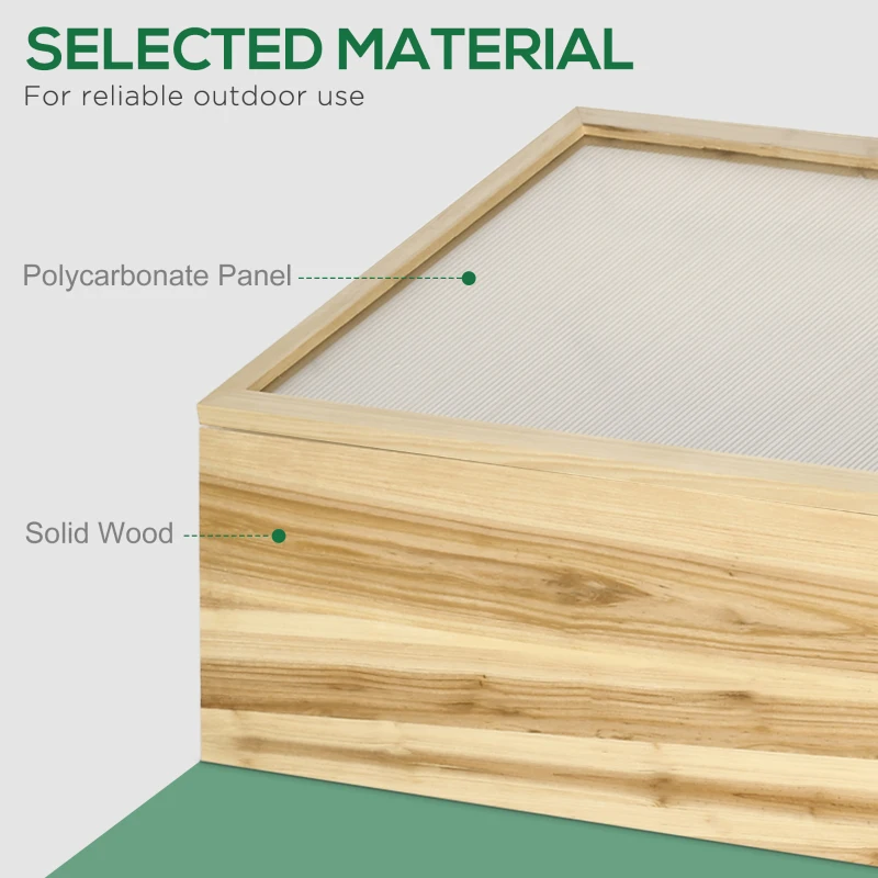 Outsunny Wooden Cold Frame with Openable Roof, Portable Mini Greenhouse for Indoor, Outdoor, Flowers, Vegetables, Plants, 66.9"x19.7"x17.7", Natural