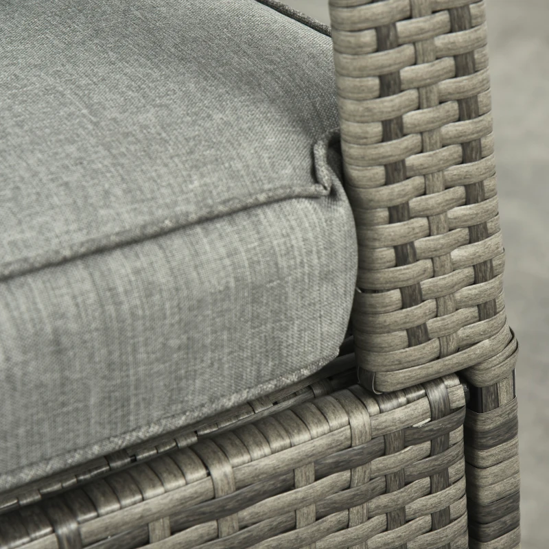 Outsunny Outdoor Wicker Rocking Chair with Cushion, Patio PE Rattan Recliner Chair with Adjustable Footrest, Armrests, Mixed Grey