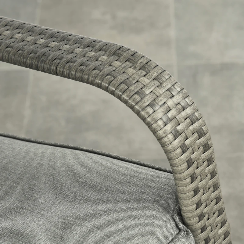 Outsunny Outdoor Wicker Rocking Chair with Cushion, Patio PE Rattan Recliner Chair with Adjustable Footrest, Armrests, Mixed Grey