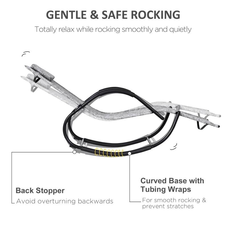 Outsunny Patio Texteline Rocking Lounge Chair Zero Gravity Rocker Outdoor Recliner Seat w/ Padded Pillow Grey