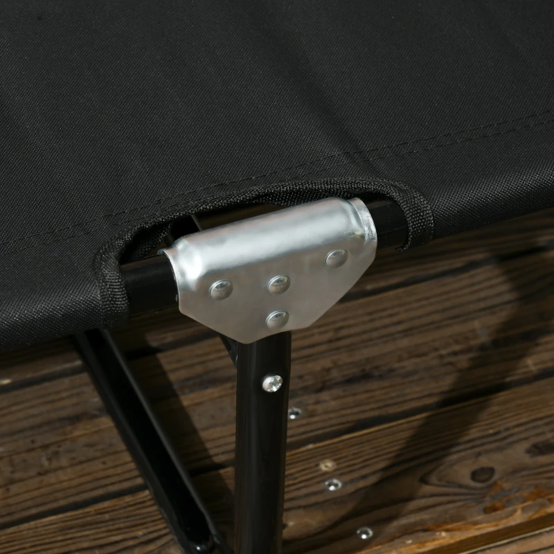 Outsunny 2 Piece Folding Chaise Lounge Pool Chairs, Outdoor Sun Tanning Chairs with 5-Level Reclining Back, Steel Frame for Beach, Yard, Patio, Black