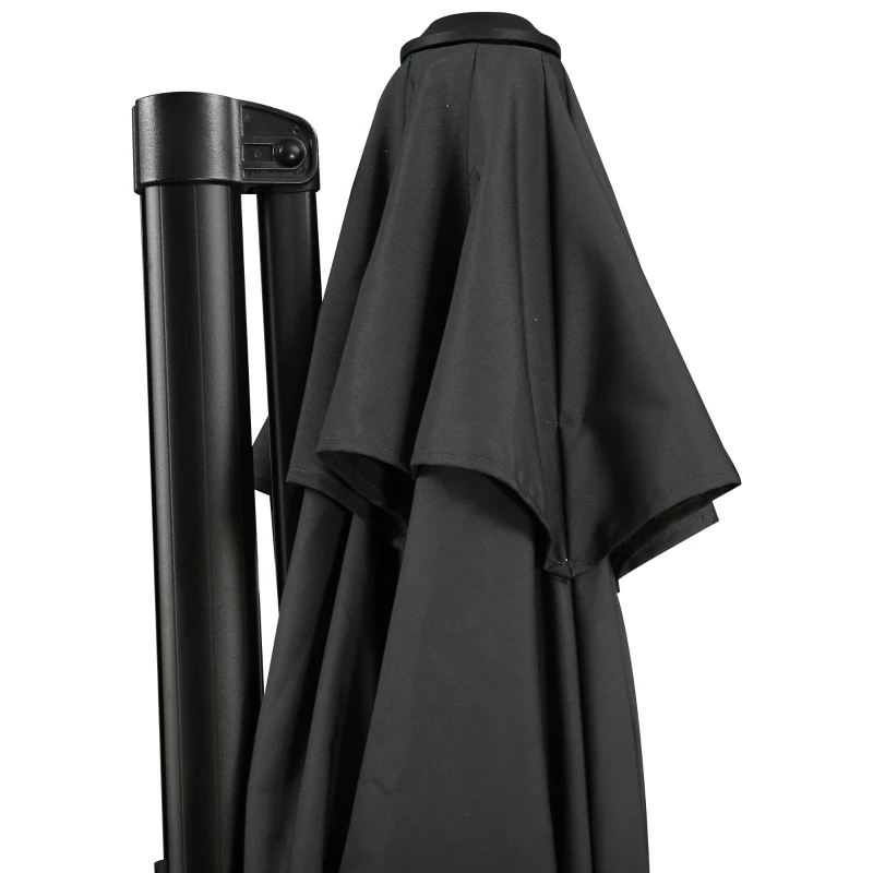 Outsunny 10ft Offset Patio Umbrella with Base, Hanging Aluminum and Steel Cantilever Umbrella with 360° Rotation, Easy Tilt, 8 Ribs, Crank, Cross Base for Poolside, Garden, Gray