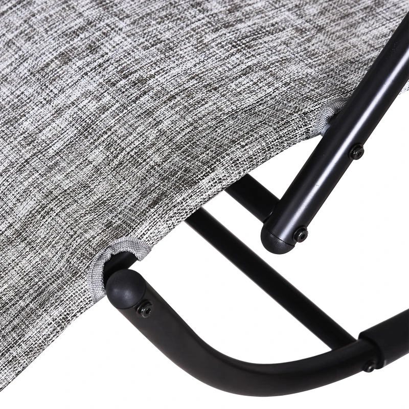 Outsunny Patio Texteline Rocking Lounge Chair Zero Gravity Rocker Outdoor Recliner Seat w/ Padded Pillow Grey