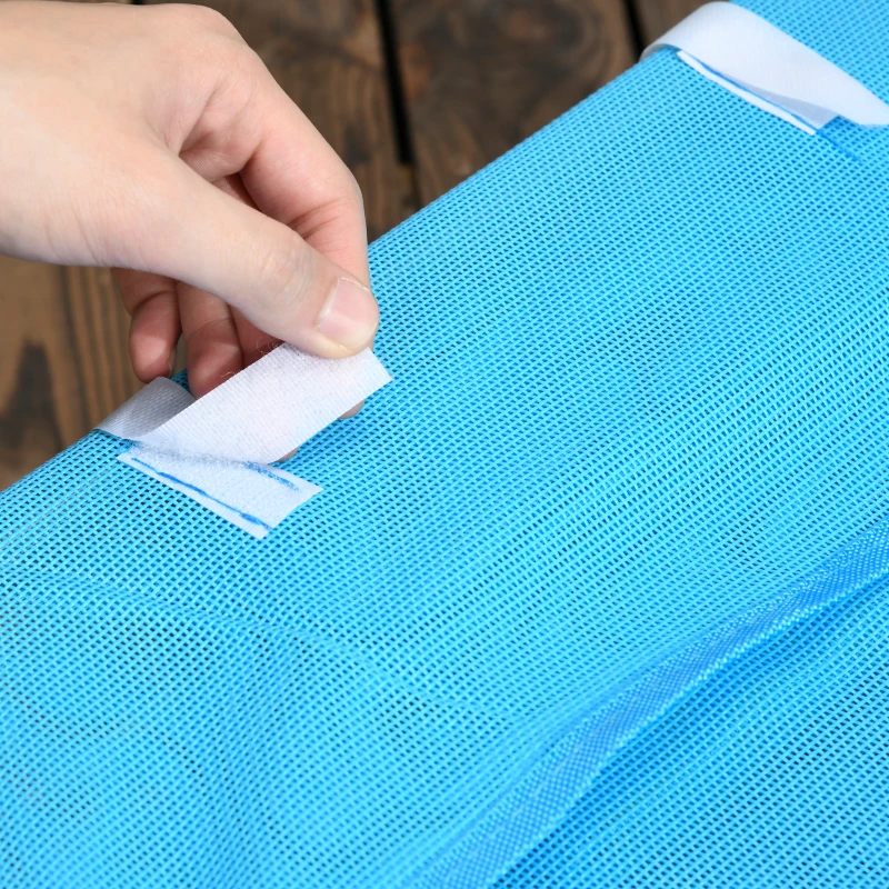 Outsunny 2 Piece Folding Chaise Lounge Chairs, Pool Sun Tanning Chairs with Reclining Back, Breathable Mesh Seat, Headrest for Beach, Yard, Patio, Blue