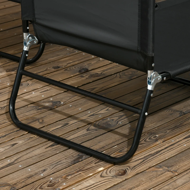 Outsunny 2 Piece Folding Chaise Lounge Pool Chairs, Outdoor Sun Tanning Chairs with 5-Level Reclining Back, Steel Frame for Beach, Yard, Patio, Black