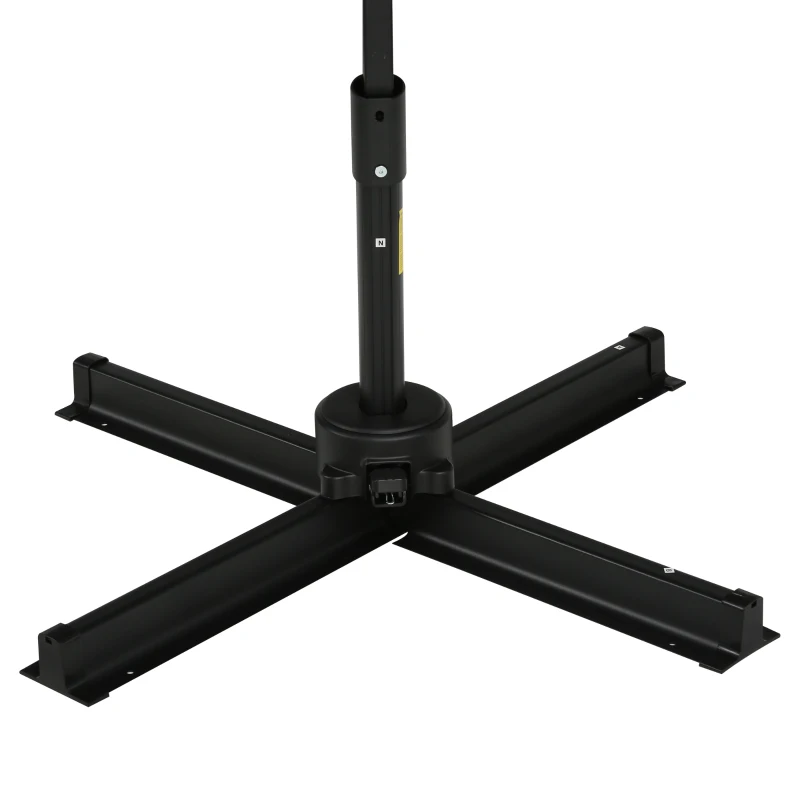 Outsunny 10ft Offset Patio Umbrella with Base, Hanging Aluminum and Steel Cantilever Umbrella with 360° Rotation, Easy Tilt, 8 Ribs, Crank, Cross Base for Poolside, Garden, Coffee