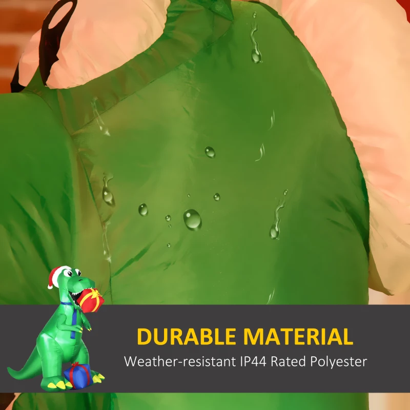 HOMCOM 6ft Christmas Inflatables Outdoor Decorationss Decorations Dinosaur with Christmas Hat and Gift Boxes, Blow-Up LED Yard Christmas Decor for Lawn Garden Party