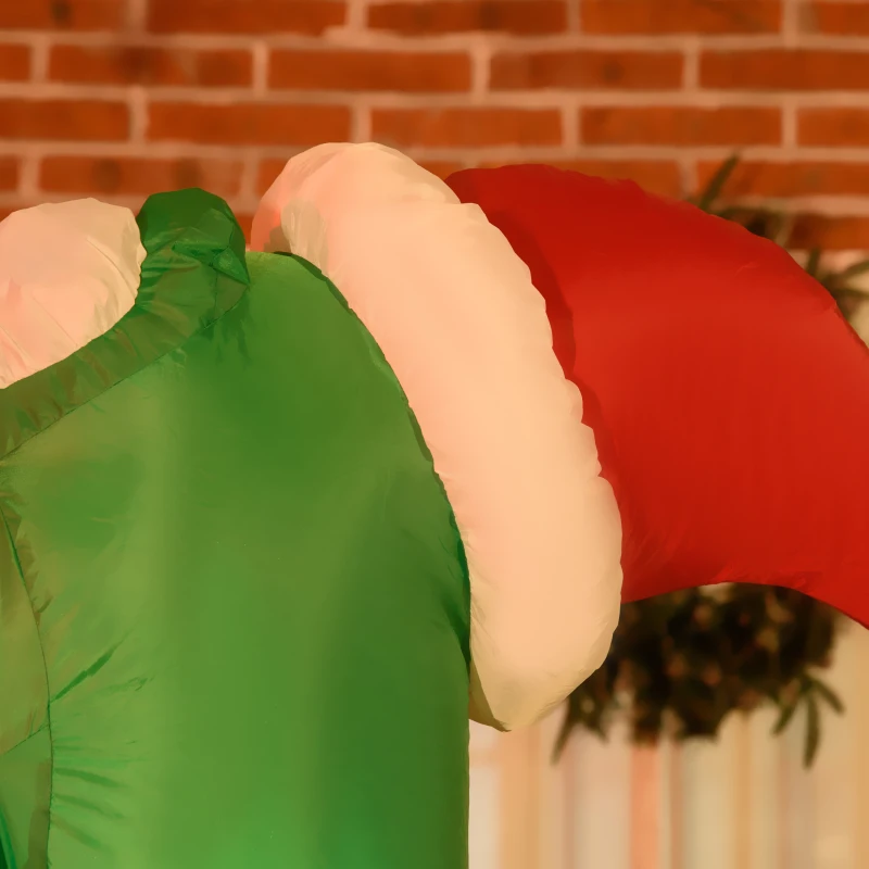 HOMCOM 6ft Christmas Inflatables Outdoor Decorationss Decorations Dinosaur with Christmas Hat and Gift Boxes, Blow-Up LED Yard Christmas Decor for Lawn Garden Party