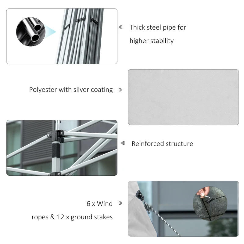 Outsunny 10' x 19' Pop Up Canopy with Easy Up Steel Frame, 3-Level Adjustable Height and Carrying Bag, Sun Shade Event Party Tent for Patio, Backyard, Garden, Off-White