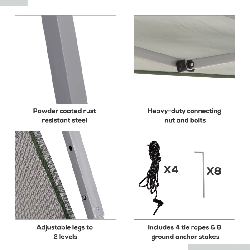 Outsunny Slant Leg Pop Up Canopy Tent with Netting and Carry Bag, Instant Sun Shelter, Tents for Parties, Height Adjustable, for Outdoor, Garden, Patio, (11.5'x11.5' Base / 10'x10' Top), Green