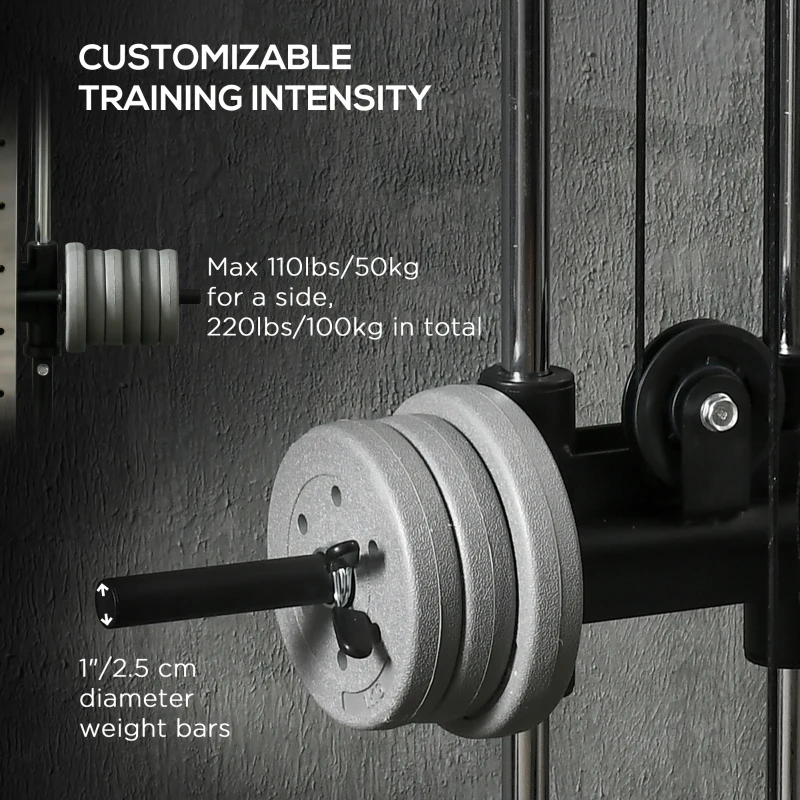 Soozier Wall Mount Cable Station, 15 Positions Adjustable Dual Pulley Machine Cable Crossover Machine for Home Gym