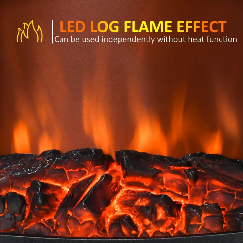 HOMCOM Electric Fireplace Stove, Freestanding Fireplace Heater, 750W/1500W, Black