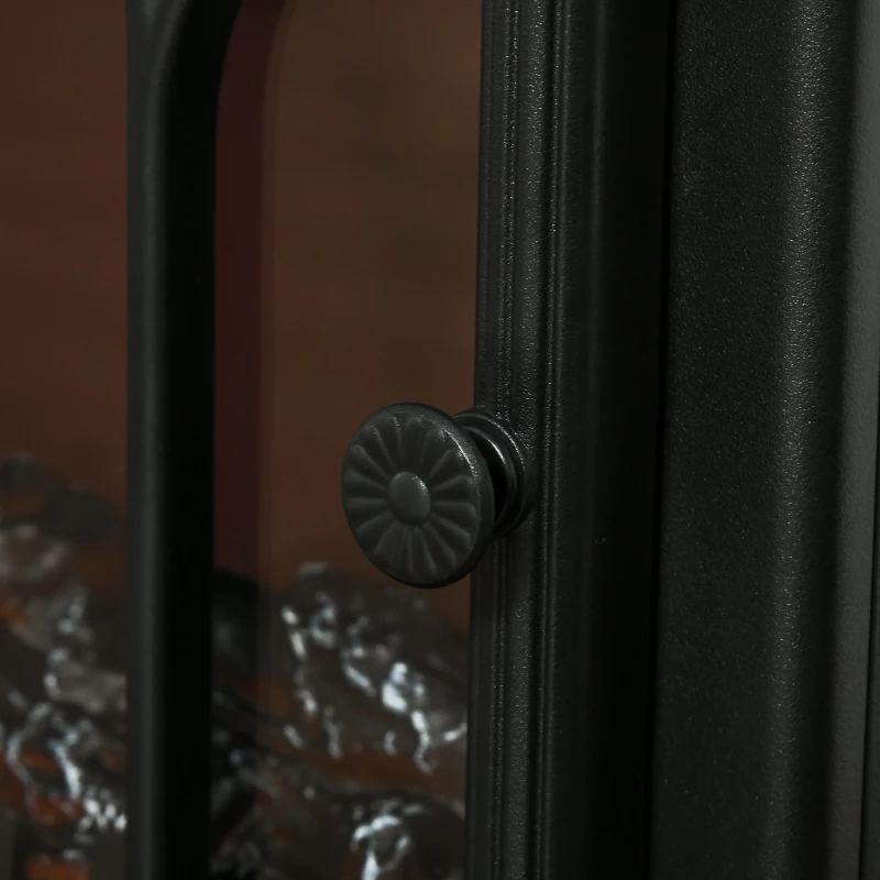 HOMCOM Electric Fireplace Stove, Freestanding Fireplace Heater, 750W/1500W, Black