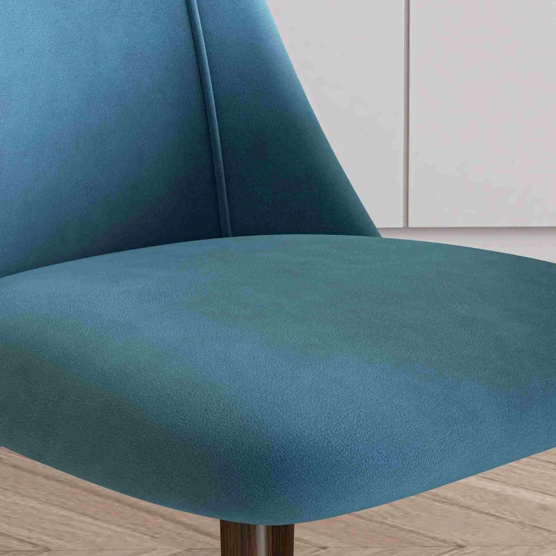 HOMCOM Upholstered Dining Chairs Set of 4, Velvet Accent Chair with Back and Wood-grain Steel Leg for Kitchen, Blue