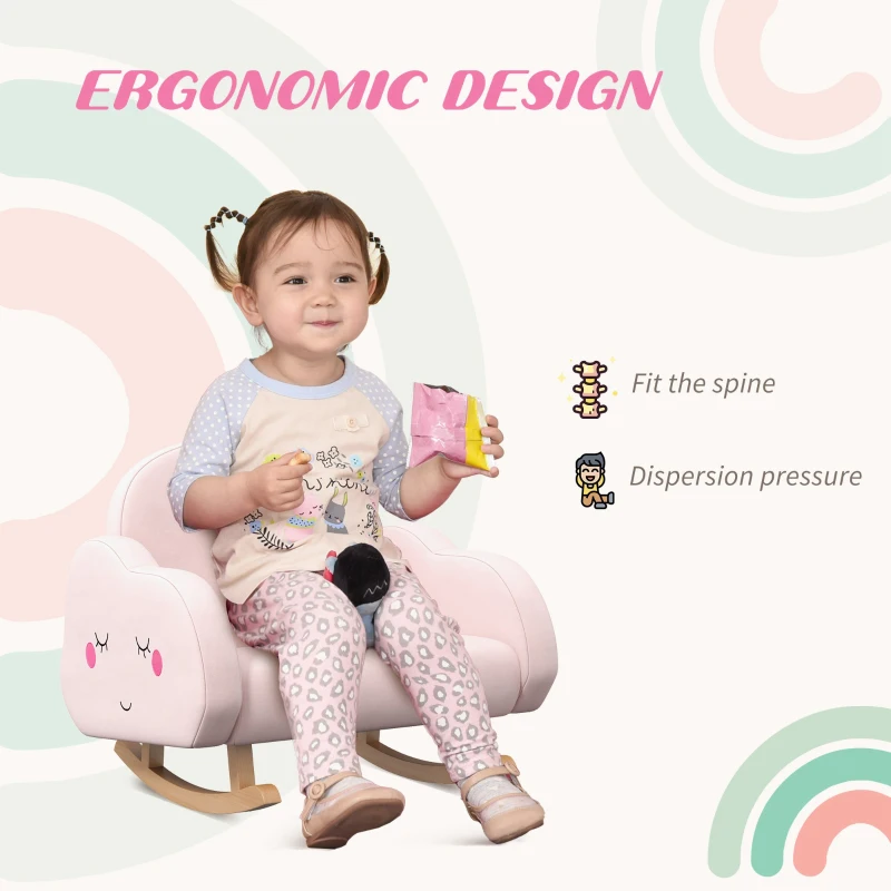 Qaba Rocker Armchair for Nursery Playroom Preschool for 1.5-5 Years, Pink