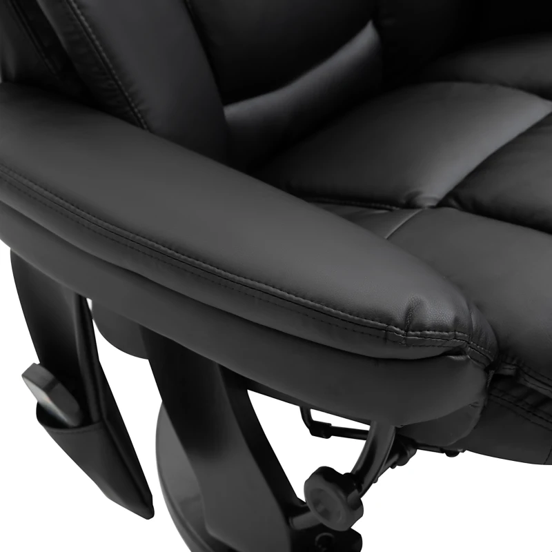 HOMCOM Faux PU Leather Electric Massage Recliner Padded Couch Chair w/ Stool Footrest Ottoman, Remote Control, 10 Vibration Point, Side Pockets, Black