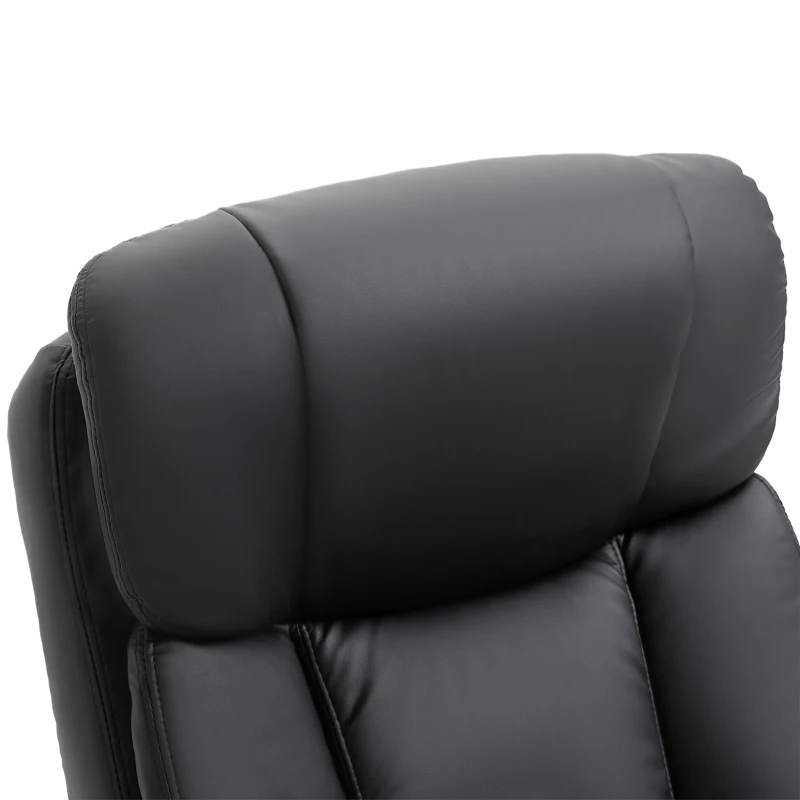 HOMCOM Faux PU Leather Electric Massage Recliner Padded Couch Chair w/ Stool Footrest Ottoman, Remote Control, 10 Vibration Point, Side Pockets, Black