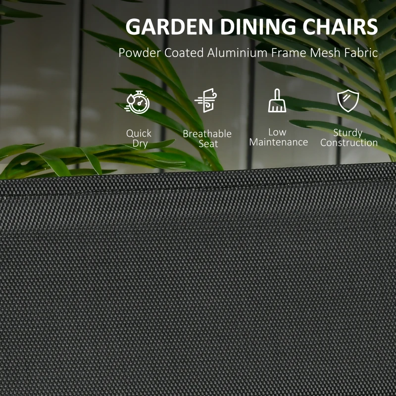 Outsunny 7 Piece Patio Dining Set for 6, Outdoor Aluminum Frame Dining Furniture Set with Expandable Table, Folding & Reclining Chairs with Mesh Fabric Seats, Black