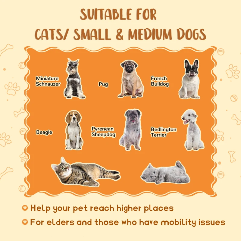 PawHut Storage Ottoman Dog Stairs / Cat Stairs for Small Dogs & Old Cats