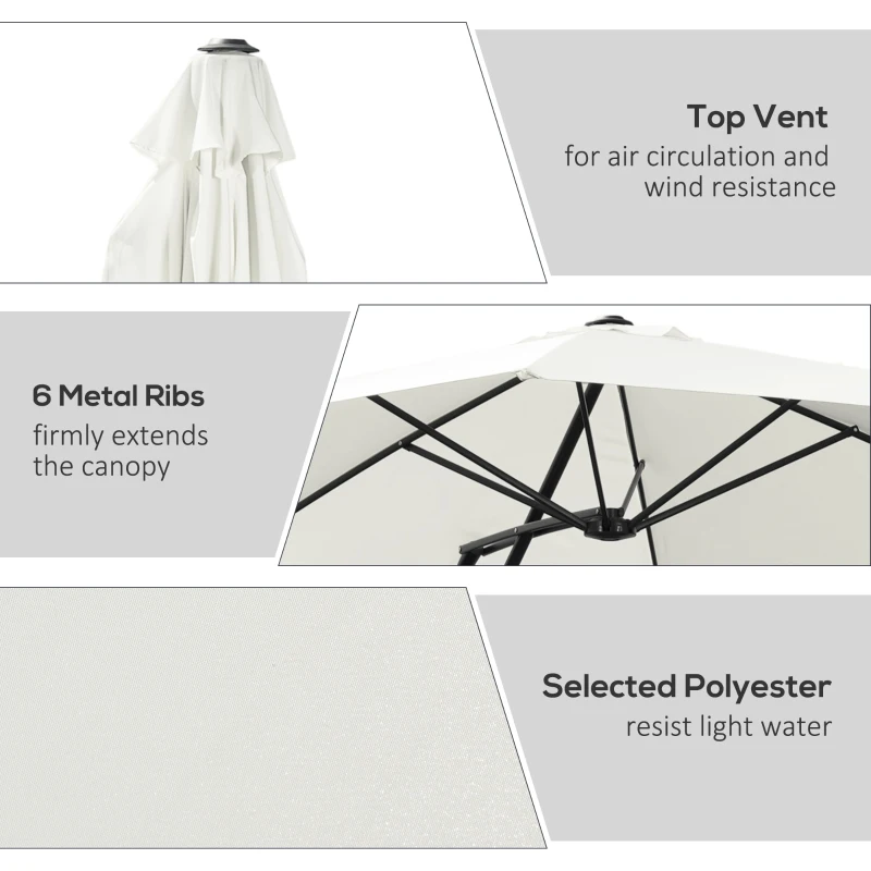 Outsunny 10FT Cantilever Umbrella, Offset Patio Umbrella with Cross Base, Switch with a Wrench, Hanging Umbrellas for Deck, Backyard, Pool and Garden, White