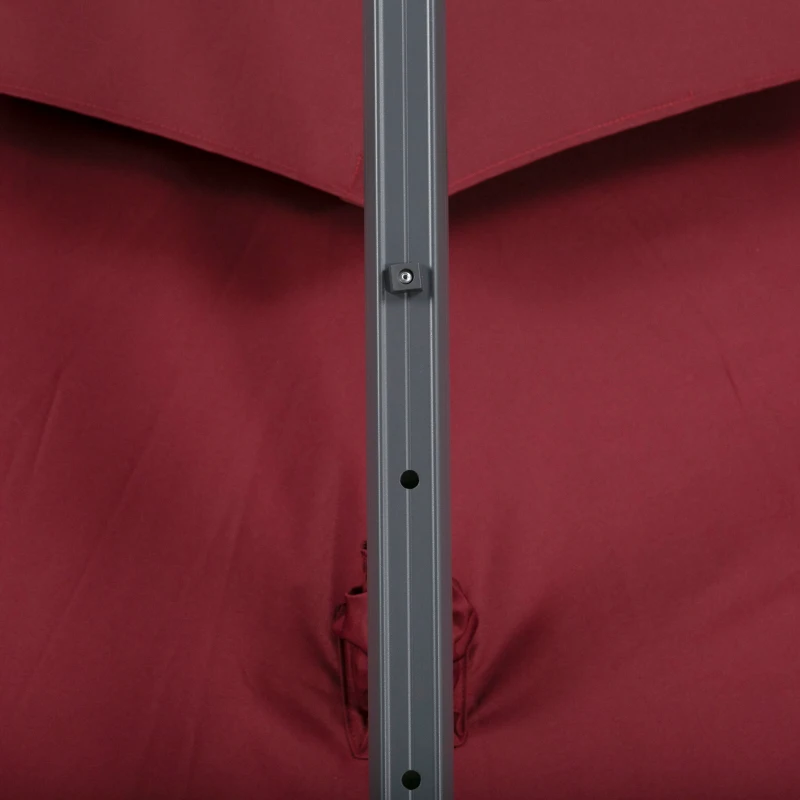 Outsunny 11ft Cantilever Patio Umbrella with Base, Double Top Hanging Aluminum Offset Umbrella with 360° Rotation, Easy Tilt, 8 Ribs, Crank, Cross Base for Backyard, Wine Red