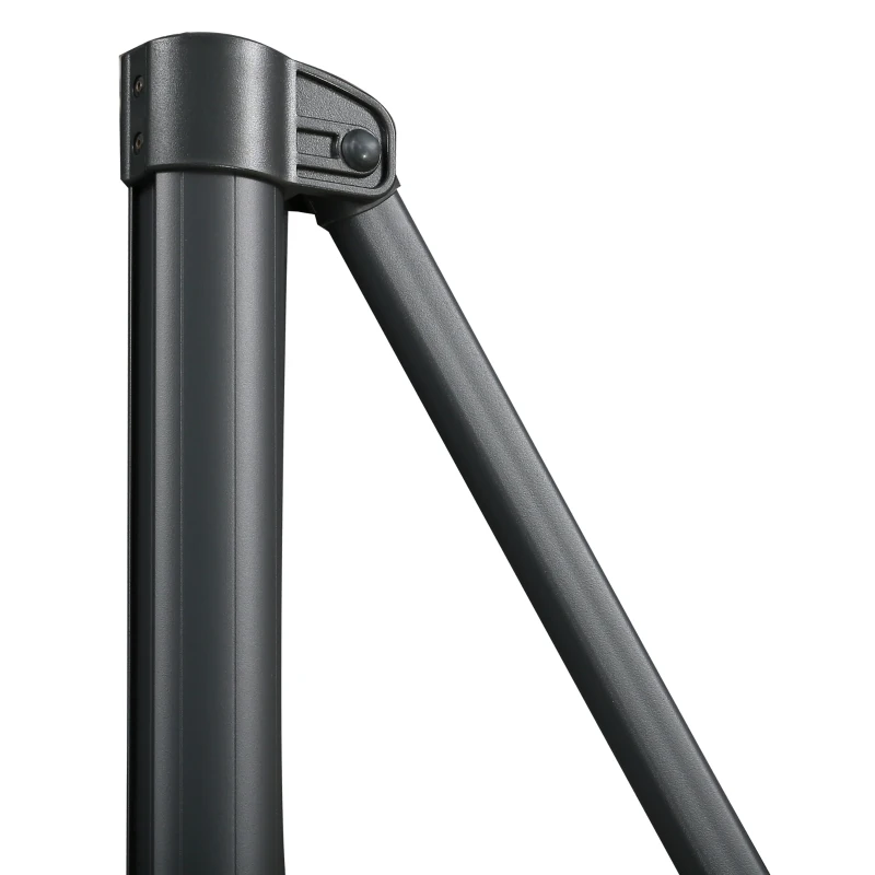 Outsunny 10ft Solar LED Cantilever Patio Umbrella, Aluminum Hanging Offset Umbrella Outdoor Sun Shade with 360 Degree Rotation, Lights, Tilt, Crank, Cross Base, Beige