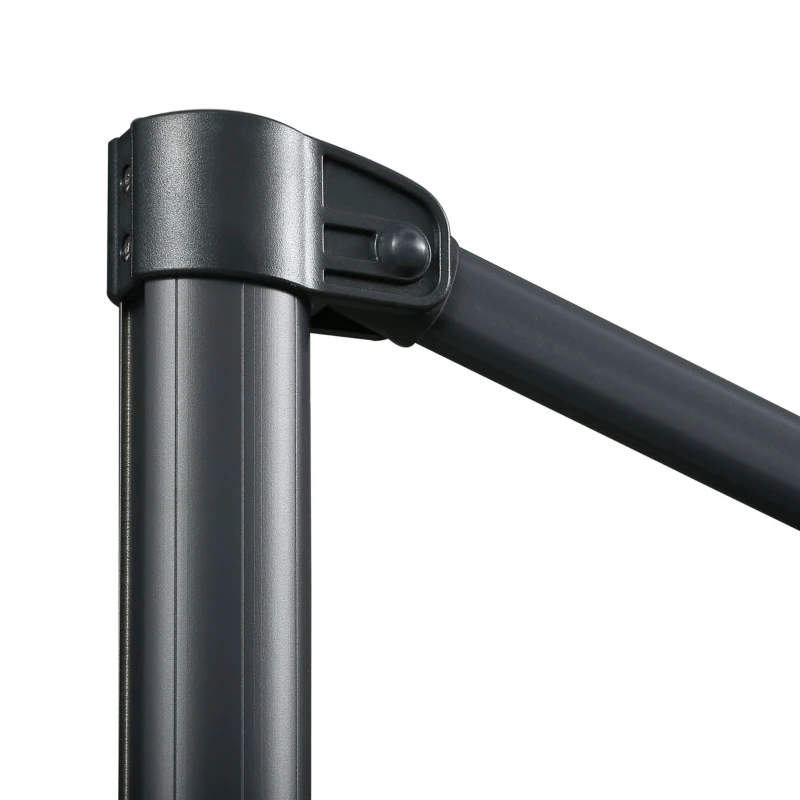 Outsunny 10ft Solar LED Cantilever Patio Umbrella, Aluminum Hanging Offset Umbrella Outdoor Sun Shade with 360 Degree Rotation, Lights, Tilt, Crank, Cross Base, Dark Gray