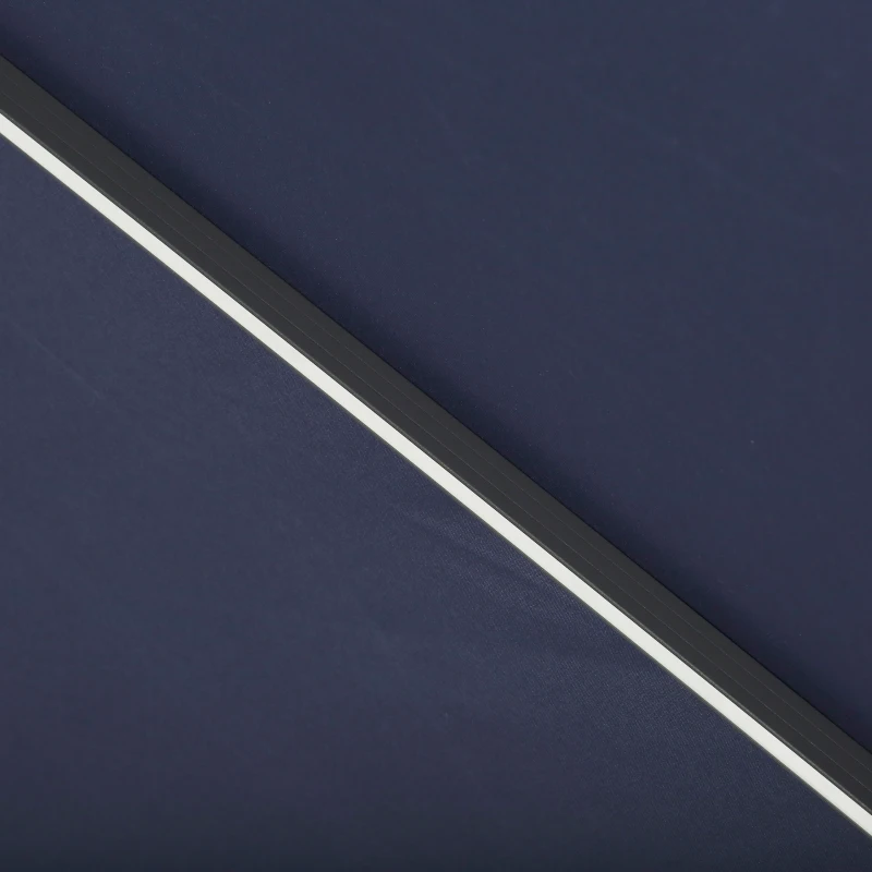 Outsunny 10ft Solar LED Cantilever Patio Umbrella, Aluminum Hanging Offset Umbrella Outdoor Sun Shade with 360 Degree Rotation, Lights, Tilt, Crank, Cross Base, Dark Blue