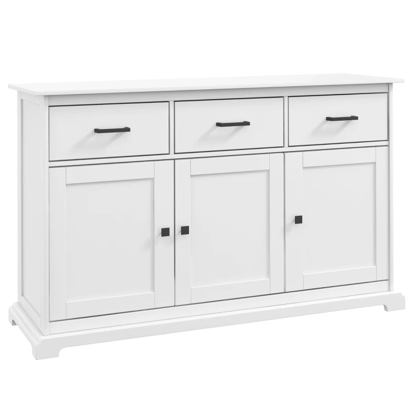HOMCOM Buffet Cabinet Sideboard with 2 Storage Cabinets, 3 Drawers, Adjustable Shelves for Kitchen Entryway, White