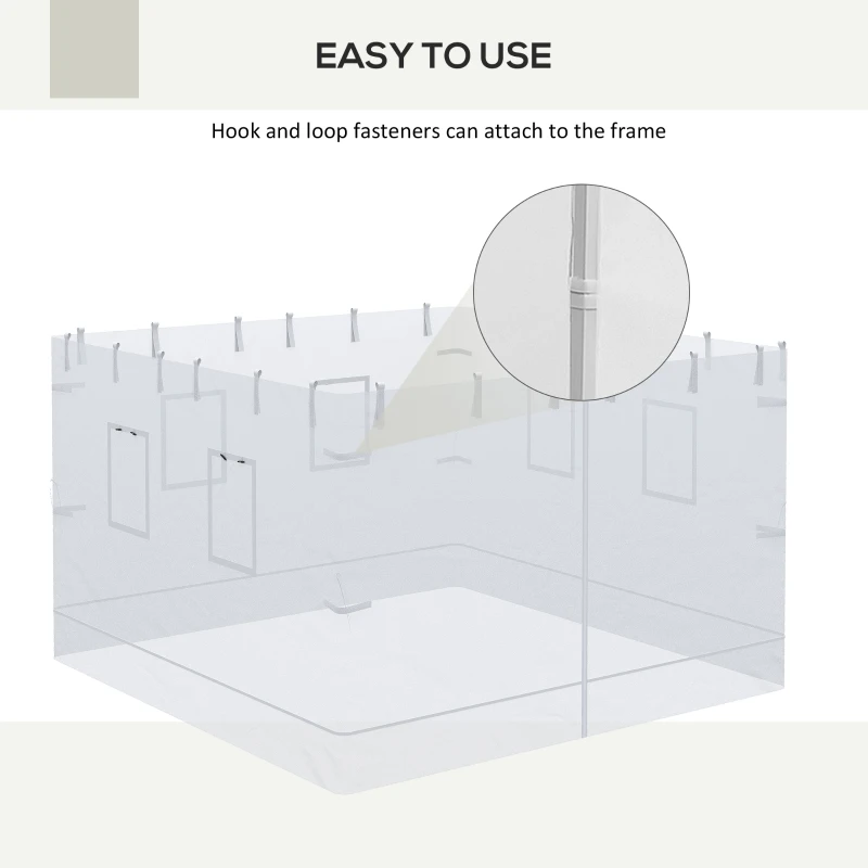 Outsunny Pop up Canopy Walls, Universal Replacement Netting, Set of 4 Mesh Screen Sidewalls, Patio Netting with 6 Service Windows and 1 Door for 10' x 10' Canopy Tent, White