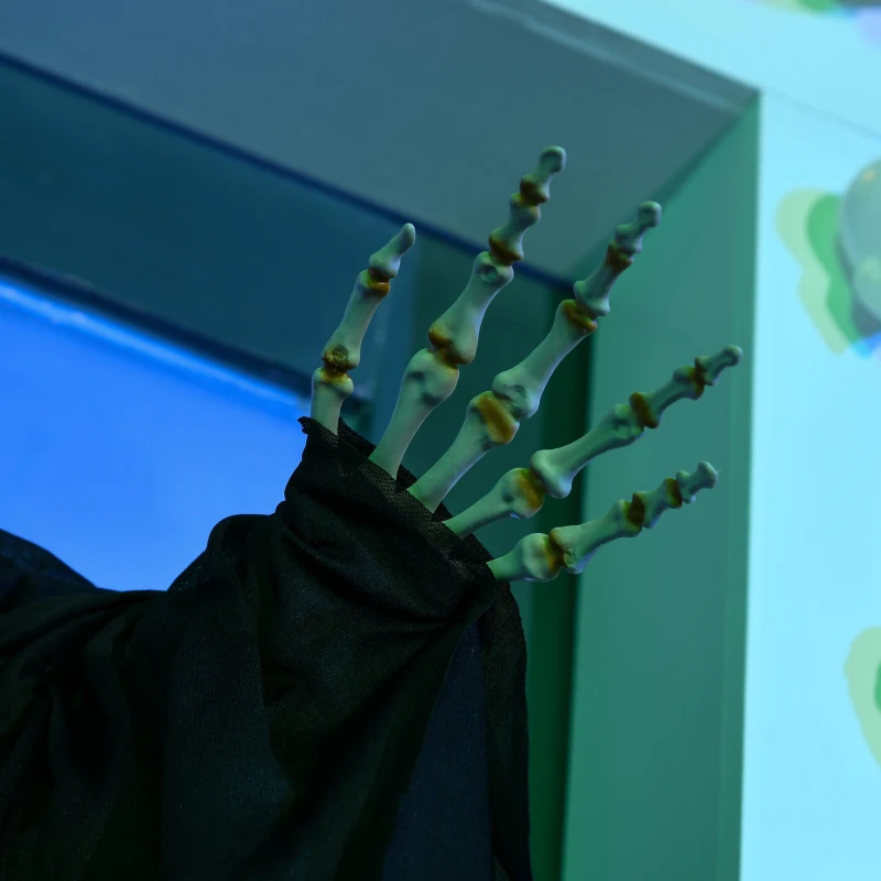 HOMCOM 39 Inch/3.5ft Life Size Outdoor Halloween Decoration Bride Skeleton with Red Hair, Animated Prop with Sound and Motion Activated, Light Up Eyes, Creepy Sound