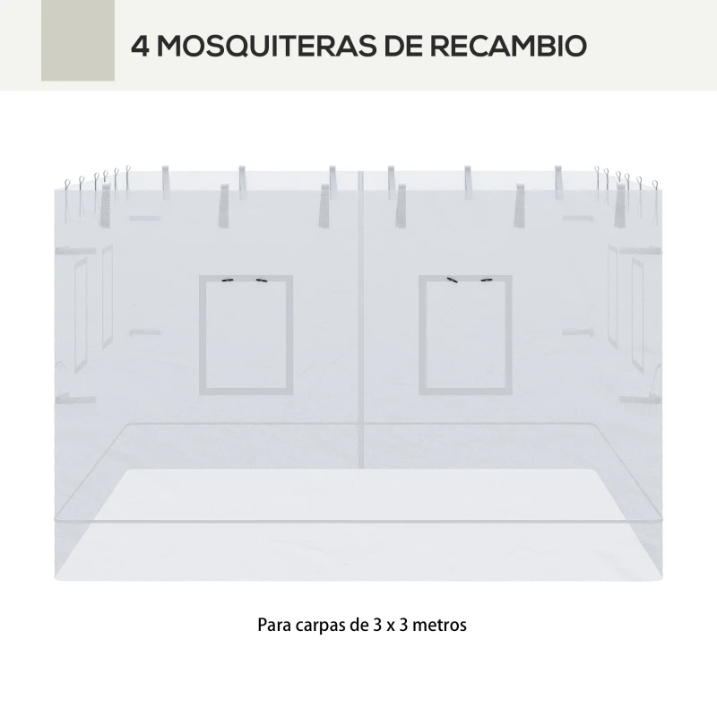 Outsunny Pop up Canopy Walls, Universal Replacement Netting, Set of 4 Mesh Screen Sidewalls, Patio Netting with 6 Service Windows and 1 Door for 10' x 10' Canopy Tent, White