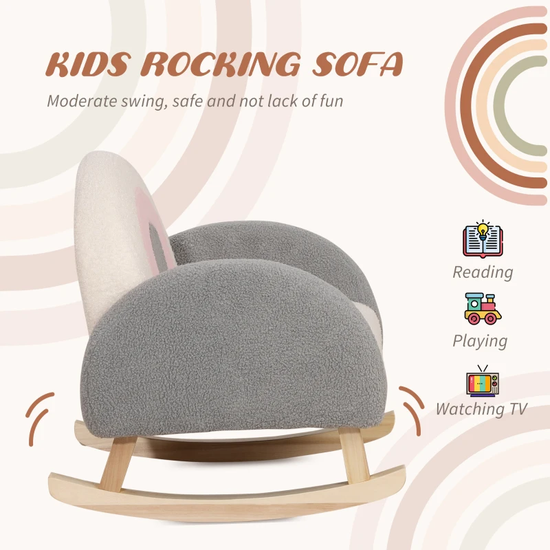 Qaba Kids Sofa, Rocking Toddler Sofa Chair, Gift for 18-36 Months, Gray