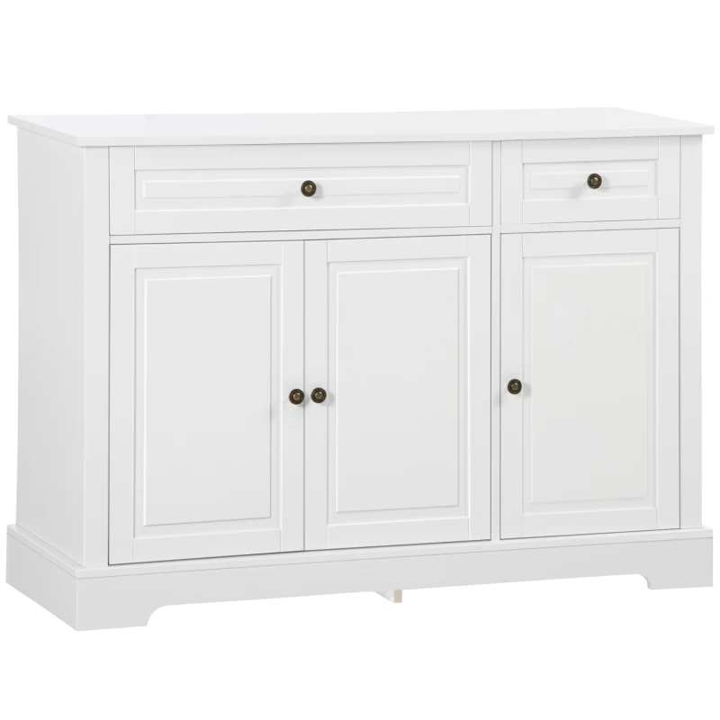 HOMCOM Modern Sideboard Cabinet, Buffet Cabinet with 2 Drawers and Adjustable Shelves, Buffets Tables for Dining Room, White