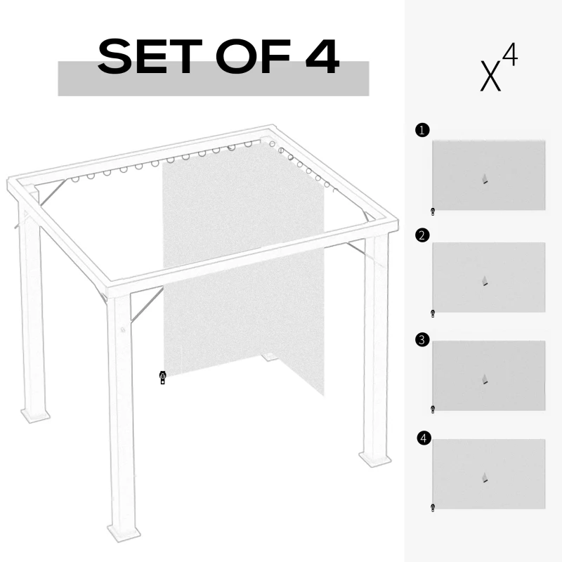 Outsunny 9.84' x 13.1' Gazebo Sidewall Set with Hooks/C-Rings, Light Gray