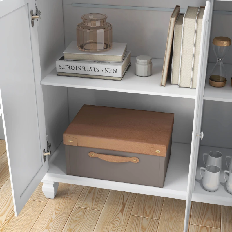 HOMCOM Modern Sideboard Buffet Cabinet with 3 Storage Drawers and 3 Doors for Living Room, Dining Room, White