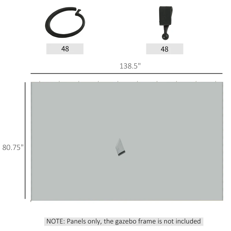 Outsunny 9.84' x 13.1' Gazebo Sidewall Set with Hooks/C-Rings, Light Gray