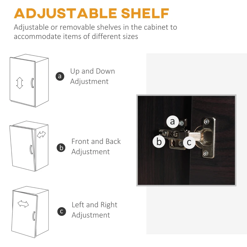 HOMCOM Sideboard Cabinet, Buffet Cabinet with 3 Doors and Adjustable Shelf, Buffets Tables for Kitchen Dining Room, Dark Walnut
