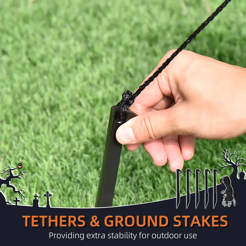 HOMCOM 8' Inflatable Halloween Skeleton Dinosaur with Pumpkin, Blow Up Outdoor LED Yard Display, Waterproof