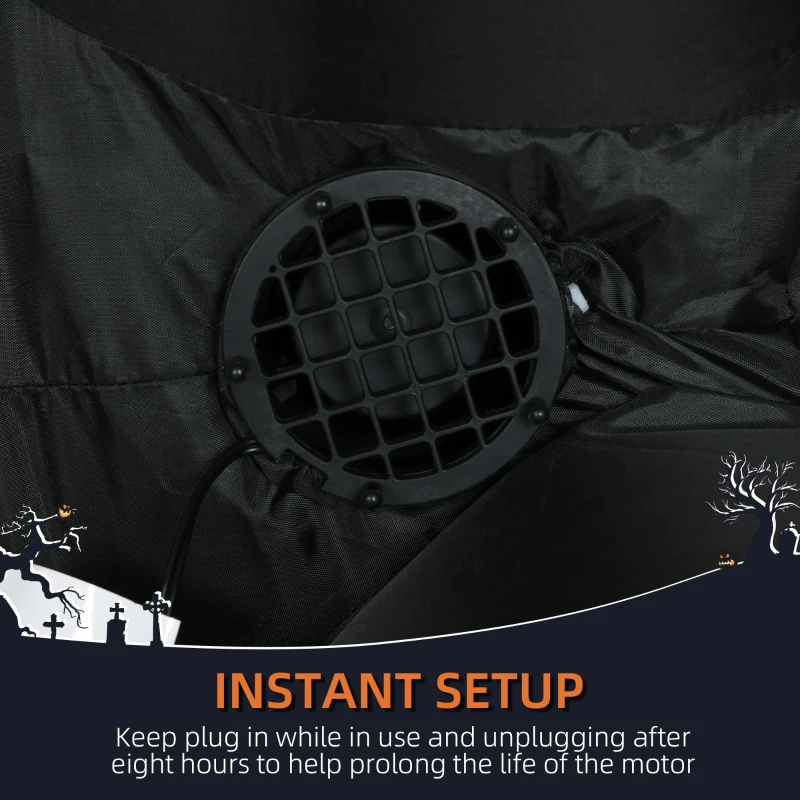 HOMCOM 8' Inflatable Halloween Skeleton Dinosaur with Pumpkin, Blow Up Outdoor LED Yard Display, Waterproof