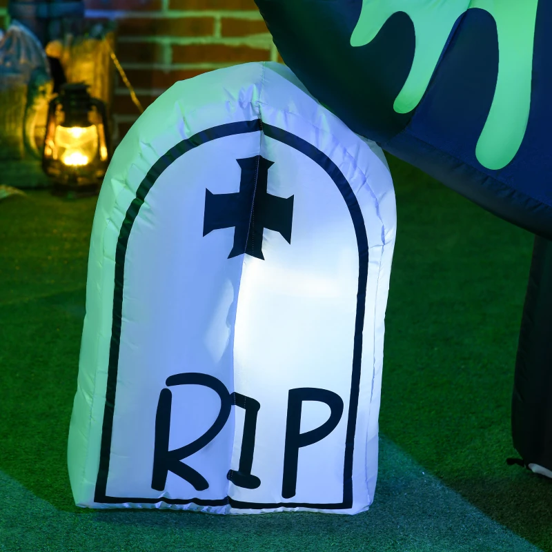 HOMCOM 8' Halloween Inflatable Dinosaur W/ Witch Tombstone Pumpkin