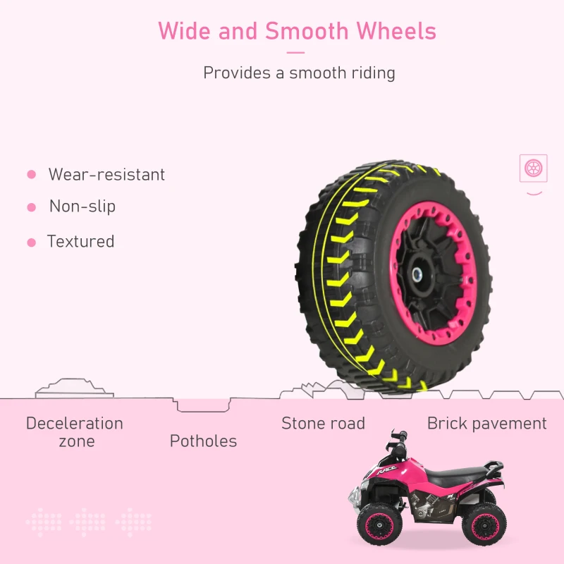 Aosom No Power 4 Wheels Ride on Toy for Kids, Foot To Floor Slider Toddler Ride-on Car with Music, Lightening, for 18-36 Months Pink