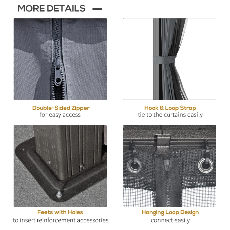 Outsunny 12' x 10' 2 Tier Gazebo, Steel & Aluminum, Gray