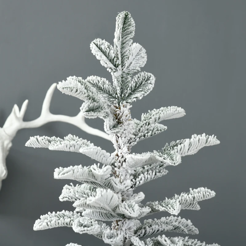 HOMCOM 6' Artificial Flocked Christmas Trees, with Snow Frosted Branches, Auto Open, Steel Base
