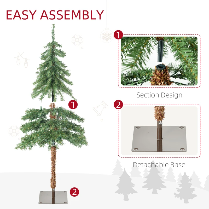 HOMCOM 4' Artificial Christmas Trees, with Warm White or Colorful LED Lights, Pencil Shape, Steel Base