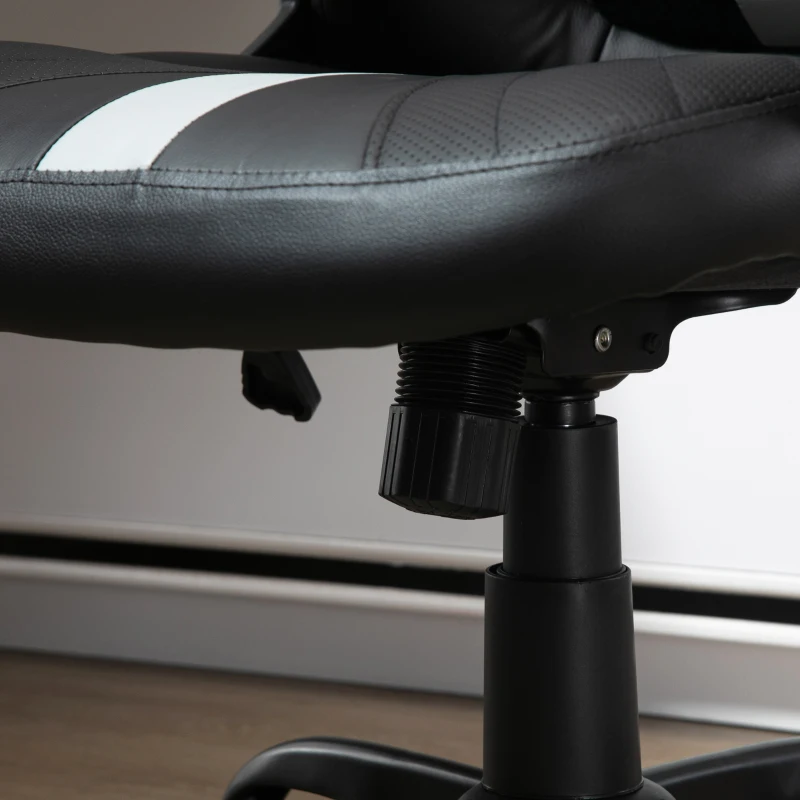 Vinsetto PU Leather Home Office Chair Racing Gaming Chair with Swivel Wheels Adjustable Height Padded Armrest Gray