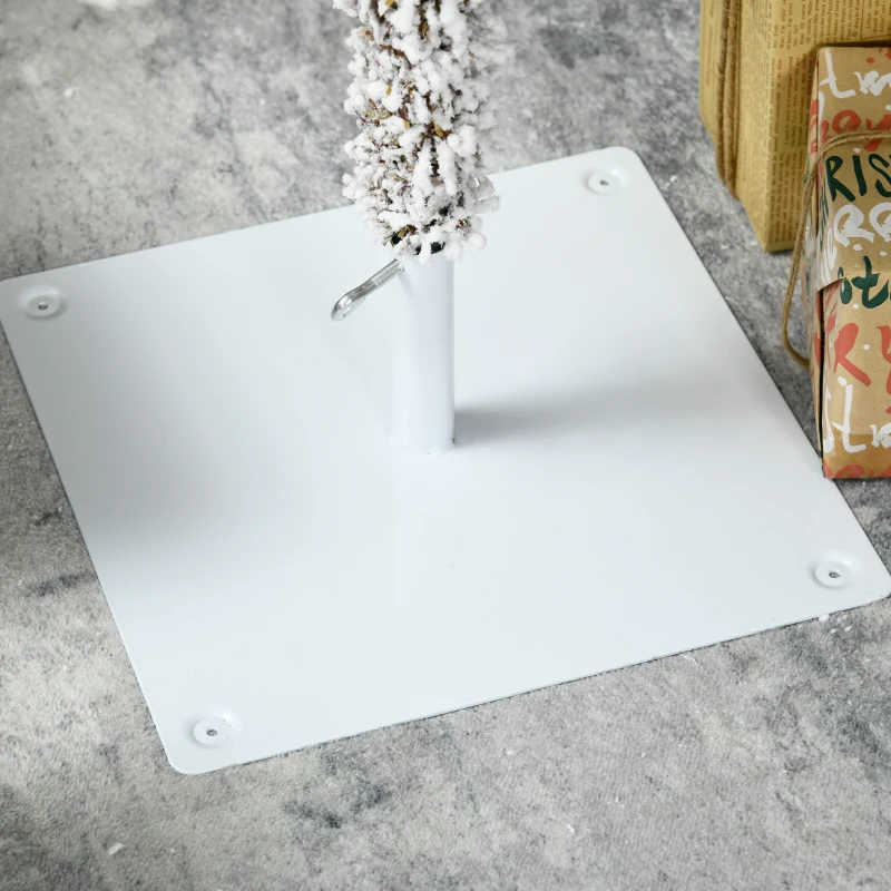 HOMCOM 6' Artificial Flocked Christmas Trees, with Snow Frosted Branches, Auto Open, Steel Base