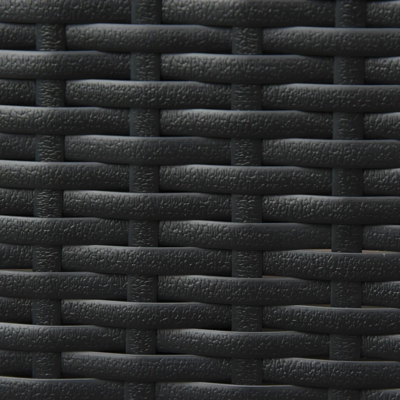 Outsunny 22" Square Steel PE Rattan Wicker Table With Umbrella Hole, Outdoor Patio Accent Dining Side Table Used as Umbrella Stand, Black