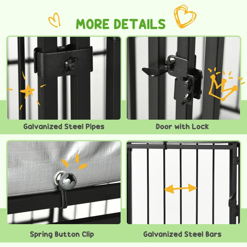 PawHut 6' x 4' Dog Kennel, Outdoor Dog Playpen Run with Waterproof, UV Resistant Canopy, Heavy-Duty Chain Link for Medium and Large Dogs