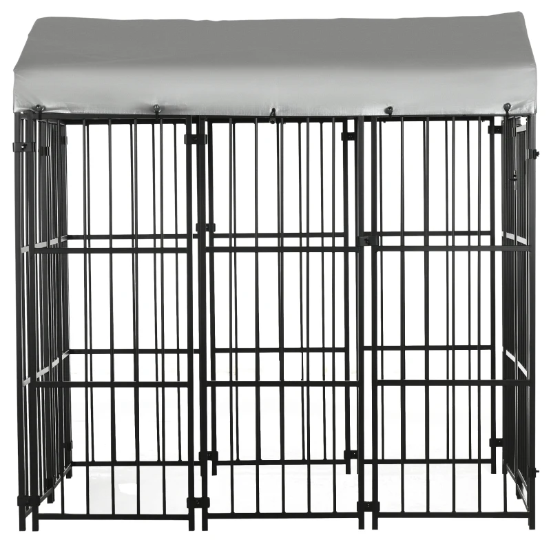 PawHut 6' x 4' Dog Kennel, Outdoor Dog Playpen Run with Waterproof, UV Resistant Canopy, Heavy-Duty Chain Link for Medium and Large Dogs